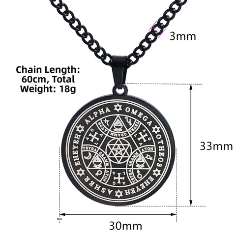 Enochian Engel Magisches Amulett Hexagramm Siegel Salomos Anhänger Halskette Edelstahl Religiöser Mysteriöser Glückssymbol Schmuck Für Herren Damen