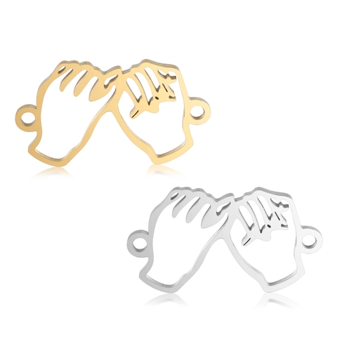 304 Stainless Steel Pinky Swear Promise Charms For DIY Bracelet Necklace Hollow Hand Gesture Friendship Connector Jewelry Findings