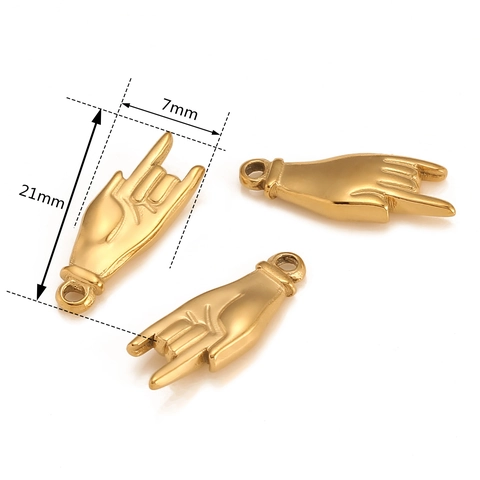 Hip Hop Rock Love Hand Sign Pendant Stainless Steel DIY Jewelry Accessory Gold Silver Plated Punk Gesture Pendant Charm