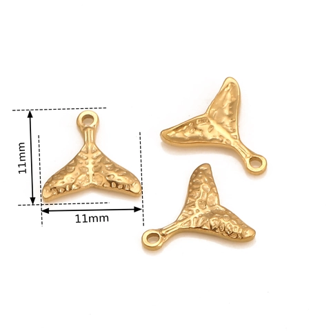 304L Stainless Steel Mermaid Whale Fish Tail Pendant Only Without Chain Hammered Textured DIY Necklace Bracelet Charms Jewelry Making
