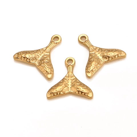 304L Stainless Steel Mermaid Whale Fish Tail Pendant Only Without Chain Hammered Textured DIY Necklace Bracelet Charms Jewelry Making