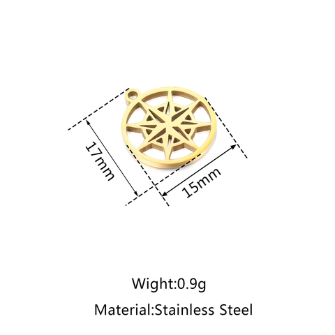 304 Stainless Steel Hollow Compass Star Astrolabe Pendant Only Without Chain For DIY Necklace Bracelet Round Geometric Charm