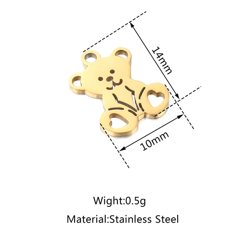 Schattige Beer Roestvrij Stalen Hanger Met Hart Opengewerkt Ontwerp DIY Sieraden Accessoire Voor Ketting Armband Bedeltje