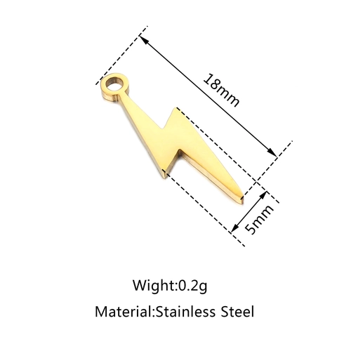 Minimalist 304L Stainless Steel Lightning Bolt Pendant Mirror Polished DIY Jewelry Accessories For Necklace Bracelet