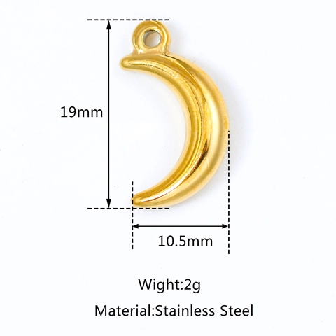 304 Stainless Steel Moon Pendant Crescent Charm For DIY Jewelry Making Vacuum Plated Gold Silver Polished Celestial Findings