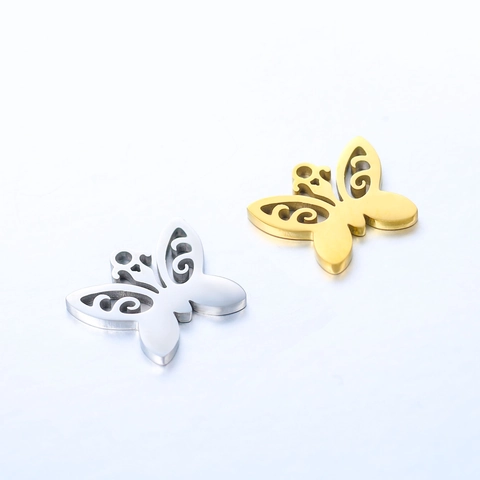 Minimalist 304L Stainless Steel Hollow Butterfly Pendant Mirror Polished DIY Jewelry Making Charms For Necklace Bracelet