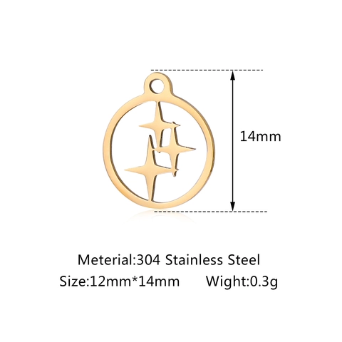 Stainless Steel Hollow Star Starburst Circle Pendants For DIY Jewelry Making Necklace Bracelet Handcraft Jewelry Accessory