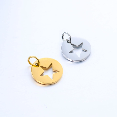 Colgantes Redondos Estrella Acero Inoxidable Minimalista Pulido Espejo Hueco Geométrico Para DIY Joyería Accesorios
