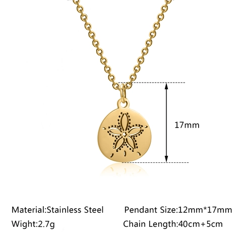 Minimalistische Edelstahl Hohl Blume Anhänger Halskette Unregelmäßige Runde Seestern Sand Dollar Schlüsselbein Kette Für Damen Schmuck