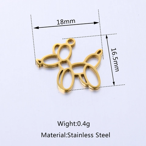 Mirror Polished 304 Stainless Steel Hollow Balloon Dog Charm Pendant For DIY Necklace Bracelet Jewelry Making Accessories