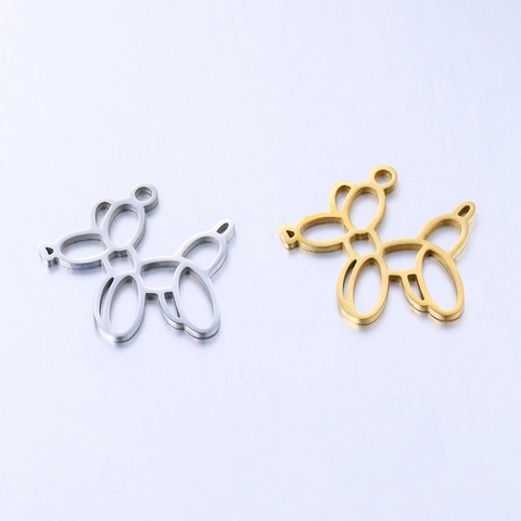 Mirror Polished 304 Stainless Steel Hollow Balloon Dog Charm Pendant For DIY Necklace Bracelet Jewelry Making Accessories