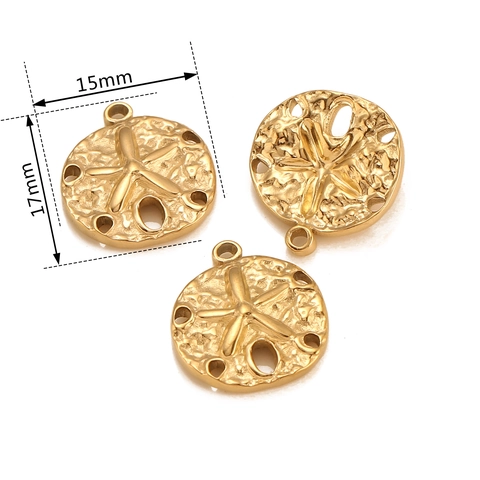Stainless Steel Starfish Shell Sand Dollar Charms For Jewelry Making DIY Necklace Bracelet Pendants Gold Silver Plated