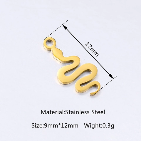 304 Stainless Steel Snake Shape Mirror Polished Pendant For DIY Necklace Bracelet Making Minimalist Animal Charm Gold Steel
