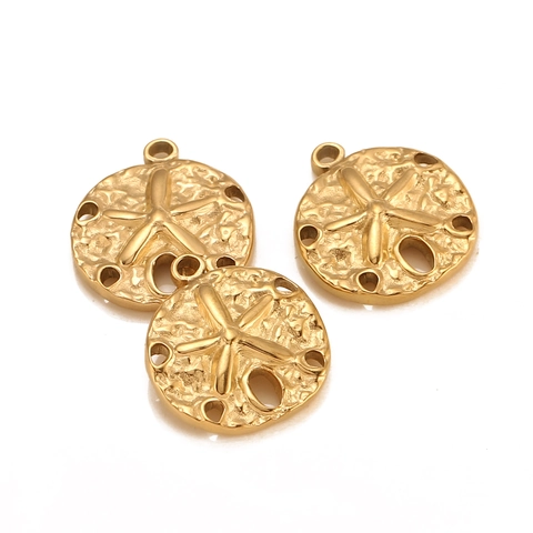 Stainless Steel Starfish Shell Sand Dollar Charms For Jewelry Making DIY Necklace Bracelet Pendants Gold Silver Plated