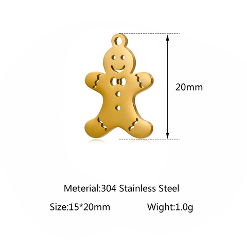 Stainless Steel Gingerbread Man Pendant Mirror Polished Christmas Charm For DIY Necklace Bracelet Jewelry Making Accessories