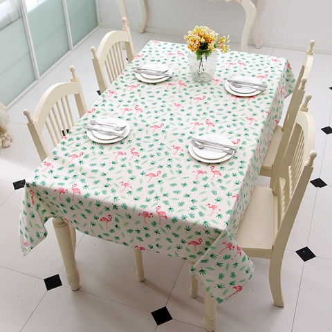 Mantel con Estampado de Flamencos y Hojas Tropicales Poliéster Algodón Falso Lino Rectángulo Estilo Nórdico Decoración de Mesa
