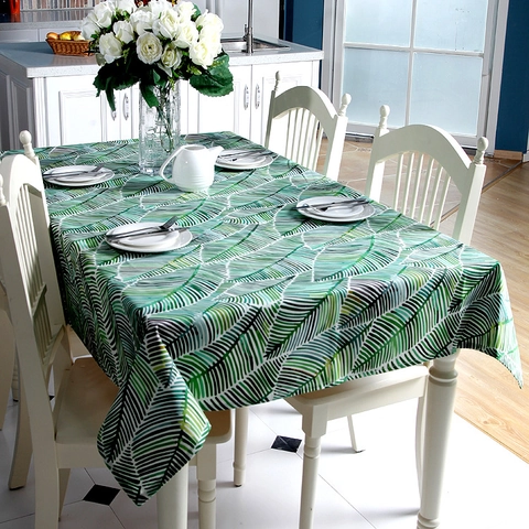 Mantel de Lona de Algodón con Estampado de Hojas de Selva Tropical Grueso Rectangular Estilo Nórdico Cubierta de Mesa de Cocina Decoración Hogar