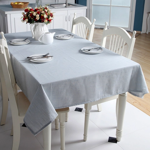 Nappe Rectangulaire en Coton Teint en Fil Style Japonais Minimaliste Housse de Table Anti-Poussière Couleur Unie pour Décoration Maison