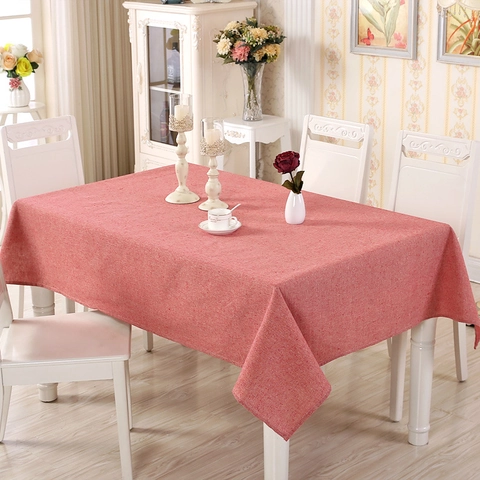 Mantel Rectangular Color Sólido Minimalista Teñido en Hilo Poliéster Algodón Efecto Lino Antipolvo Cubierta de Mesa Hogar