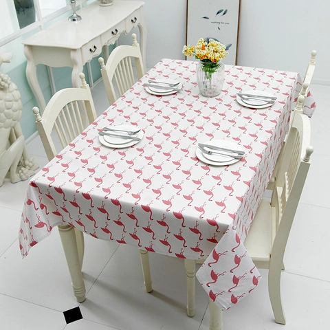 Mantel con Estampado de Flamencos y Hojas Tropicales Poliéster Algodón Falso Lino Rectángulo Estilo Nórdico Decoración de Mesa