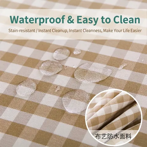 Mantel Impermeable de Poliéster Tejido en Hilo Moderno Minimalista a Cuadros Funda de Mesa Rectangular para Comedor Mesa de Centro
