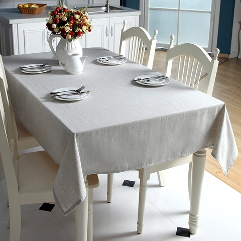 Nappe Rectangulaire en Coton Teint en Fil Style Japonais Minimaliste Housse de Table Anti-Poussière Couleur Unie pour Décoration Maison
