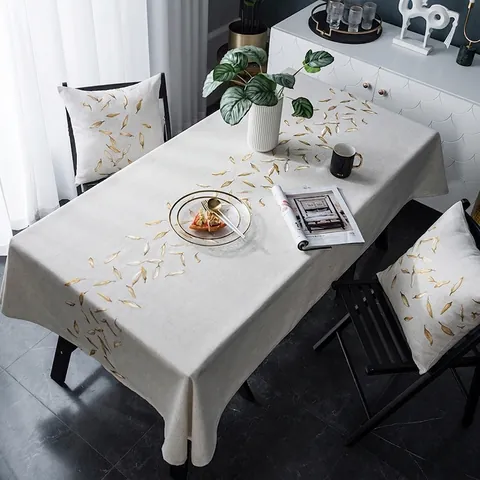 Tovaglia Impermeabile in Misto Lino Ricamata Moderna Minimalista Rettangolare Copritavolo Con Bordo in Pizzo Per Tavolo Da Pranzo Soggiorno