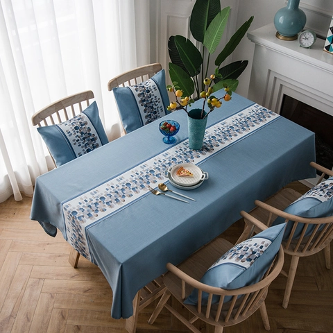 Tovaglia Impermeabile in Poliestere Effetto Lino Rettangolare Nordica Runner da Tavolo Patchwork Floreale per Sala da Pranzo