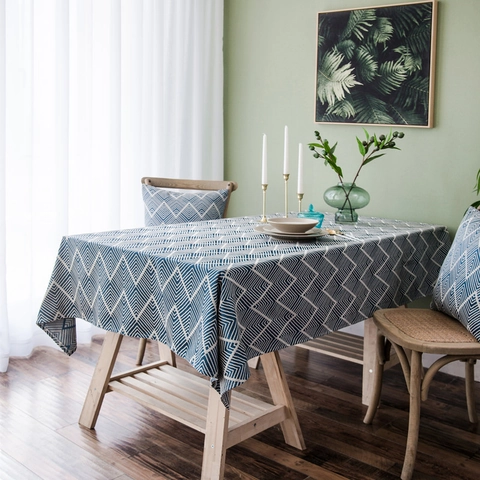 Mantel Jacquard de Hilo Teñido Moderno Minimalista Rectangular Geométrico Espiga Triángulo Patrón Cubierta de Mesa de Comedor Hogar