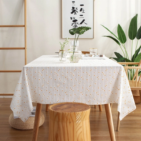 Pastoral Gänseblümchen Baumwolle Jacquard Tischdecke Mit Fransen Pompon Besatz Rechteckig Staubdicht Schreibtisch Abdeckung Für Haus Essen Küche Dekor