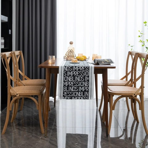 Modern Minimalistisch Jacquard Tafelloper Polyester Letterprint Gegolfde Rand Decoratieve Tafelloper Voor Eetkamer
