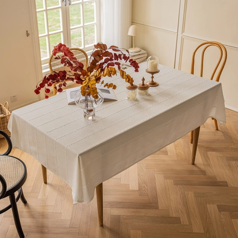 Tovaglia in Poliestere Jacquard Nordico a Strisce Geometriche Rettangolare Copritavolo per Cucina Sala da Pranzo Casa