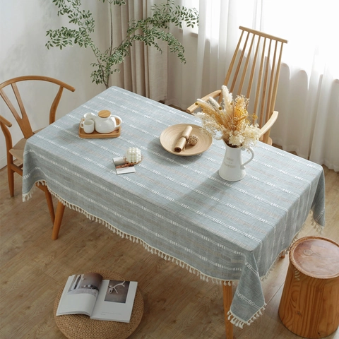 Nordisch Polyester Jacquard Hohlmuster Quasten Tischdecke Gestreift Geometrisch Rechteckig Staubdicht Dekorativ Tischdecke
