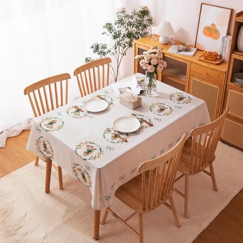 Pastorale Tulpen Blumen Rechteckige Tischdecke Polyester Leinen Mischung Digitaldruck Abdeckung Für Esszimmer Teetisch