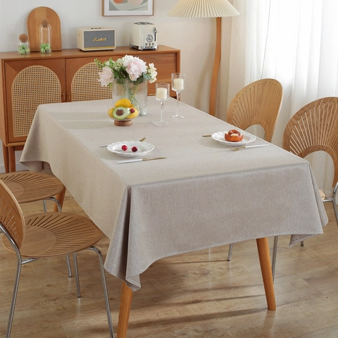 Modern Minimalistisch Waterafstotend Polyester Effen Kleur Rechthoekig Tafelkleed Linnen Textuur Stofdicht Tafelhoes Voor Thuis Eten Keuken Decor