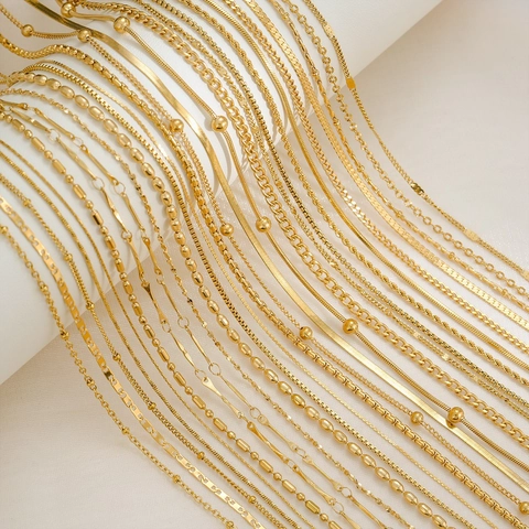 Collier Minimaliste en Acier Inoxydable Plaqué Or 18K Pour Femmes Hommes Chaîne Serpent Box Figaro Curb Bijoux de Mode Accessoire