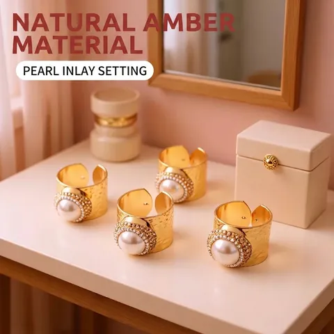 Natural Freshwater Shell Artificial Pearl Ring Geometric Simple Adjustable Open Design Handmade Minimalist Jewelry For Women