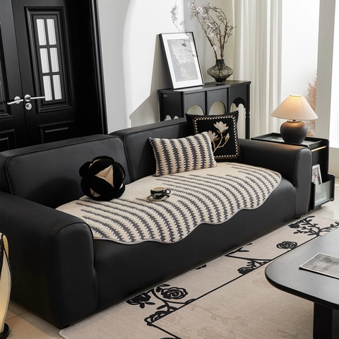 Cuscino per Divano Moderno in Jacquard Poliestere Antiscivolo Bordo Ondulato Protezione per Mobili per Soggiorno Casa Decor