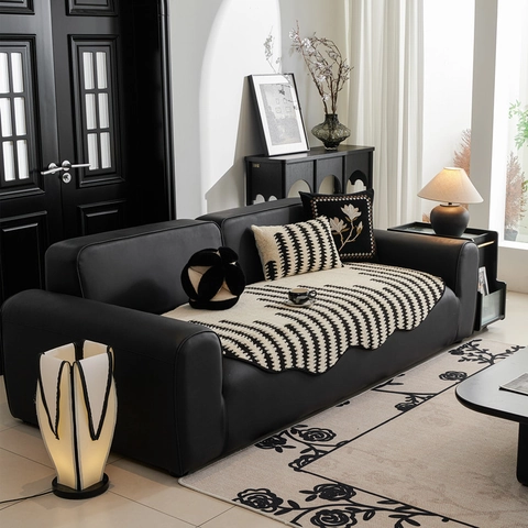 Cuscino per Divano Moderno in Jacquard Poliestere Antiscivolo Bordo Ondulato Protezione per Mobili per Soggiorno Casa Decor