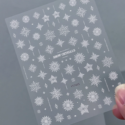 3D Relief Christmas Snowflake Nail Stickers Snow Crystals Hot Stamping White Gold Silver Winter Nail Art Decals For Women Party DIY Decoration