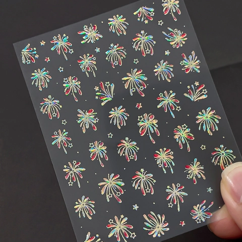 Holografische Feuerwerk-Nagelaufkleber 3D Laser Stern Design Nagel-Decals Für Damen Festliche Maniküre Dekoration Zubehör