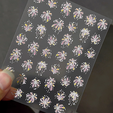 3D Geprägte Feuerwerk Nagelaufkleber Süße Bunte Feuerwerk Design DIY Selbstklebende Nagel Abziehbilder Für Damen Maniküre Dekoration