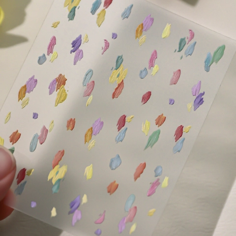 Yitu Geprägte Nagelaufkleber Bunte Ölmalerei Pinselstriche DIY Maniküre Abziehbilder Für Damen Künstlerische Dekoration