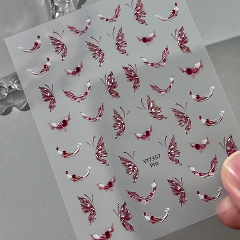 3D Butterfly Nail Art Stickers Red Black Silver Stamping Sweet Cute DIY Manicure Decals For Women Fashion Nail Accessories