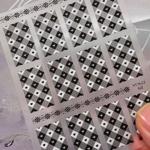 Christmas 3D Nail Art Stickers Embossed Heart Gingham Snowflake Deer Patterns DIY Manicure Decals Festive Women Nail Jewelry