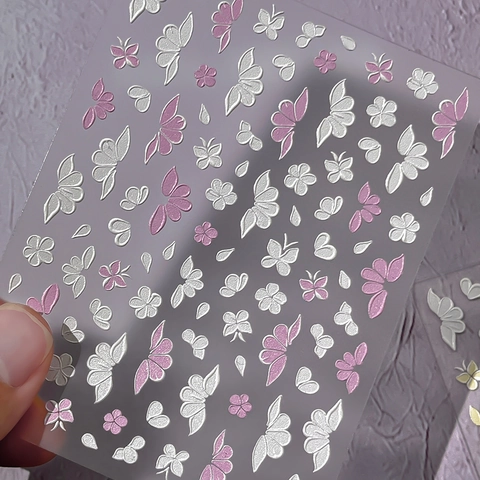 Autocollants Pour Ongles En Relief 5D Élégant Papillon Floral 3D Auto-adhésifs Décalcomanies Manucure Pour Femmes Décoration Ongles