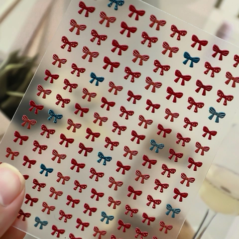 5D Embossed Bow Nail Stickers 3D Relief Bowknot Heart Star Nail Art Decals For Women DIY Manicure Decoration