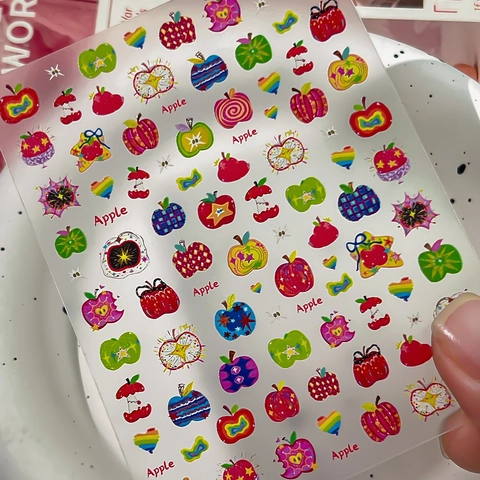 Bunte Apfel Thema Nagel Aufkleber Ultradünne Selbstklebende Fruchtmuster DIY Maniküre Dekoration Damen Nagelkunst Zubehör