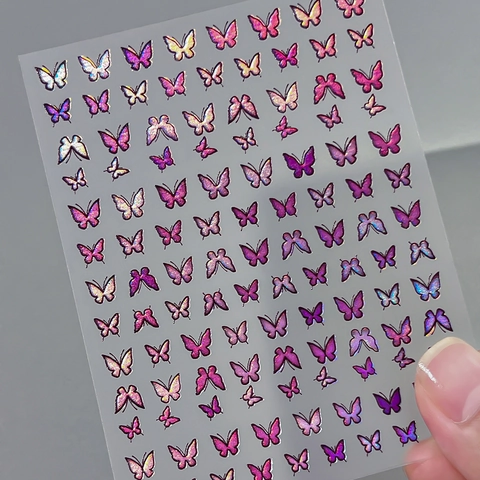 Holographic Butterfly Nail Art Stickers Laser Aurora Adhesive DIY Nail Decals For Women Manicure Decoration Accessory