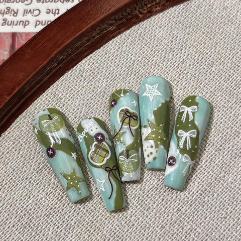 3D Relief Nail Stickers Sweet Style Apple Bowknot Star Patterns Embossed Nail Decals Self Adhesive DIY Nail Art Decor For Women